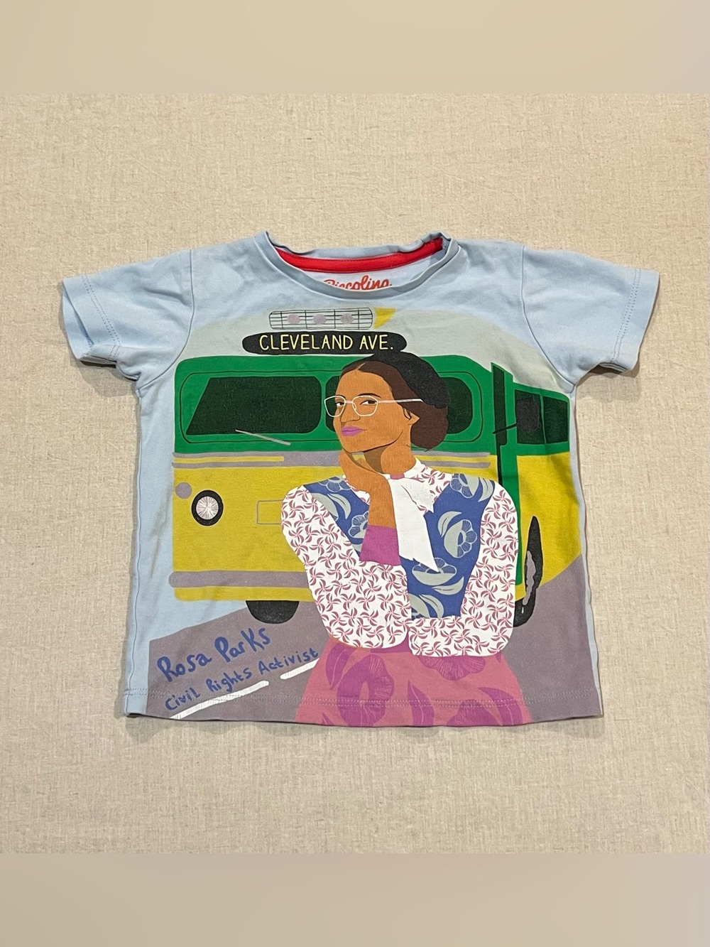 Piccolina Rosa Parks Cleveland Avenue  Bus Graphic Tee Civil Rights Activist 2T